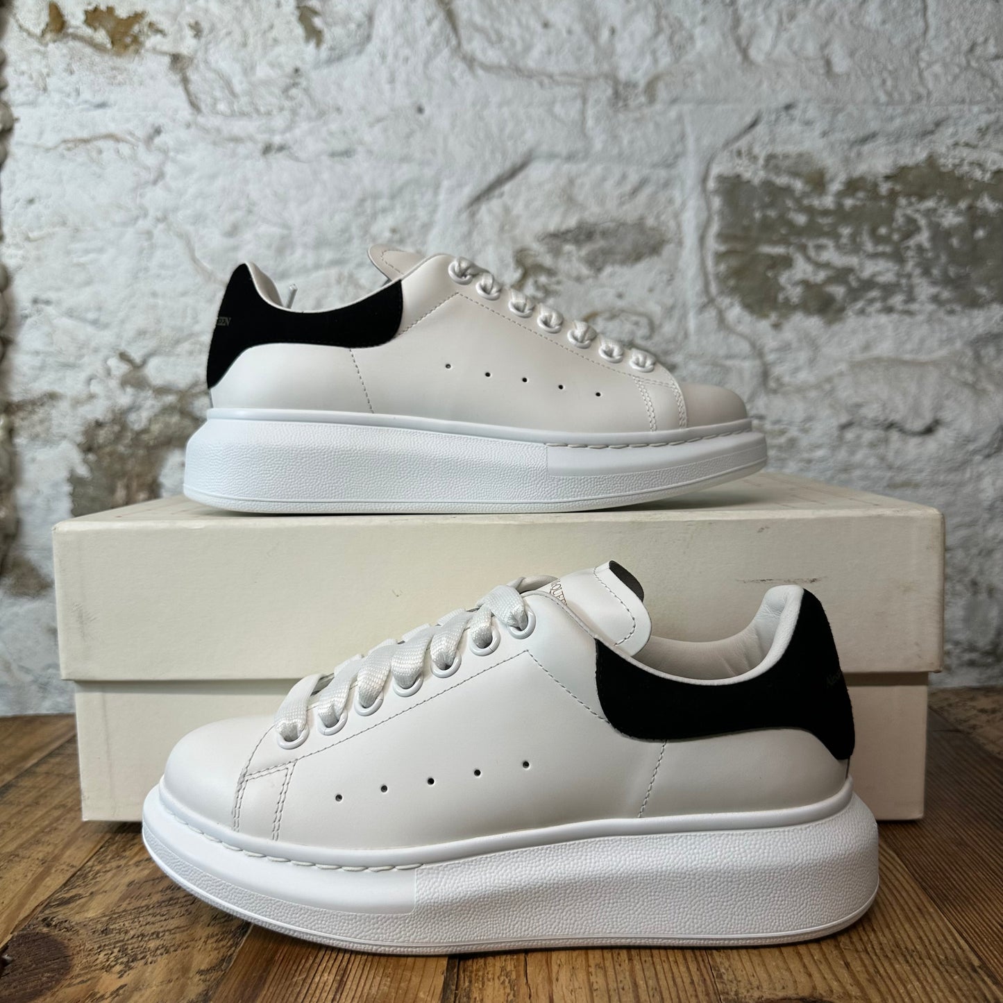 Alexander McQueen Black Suede Tab White Sneaker Sz 5.5 (37.5)
