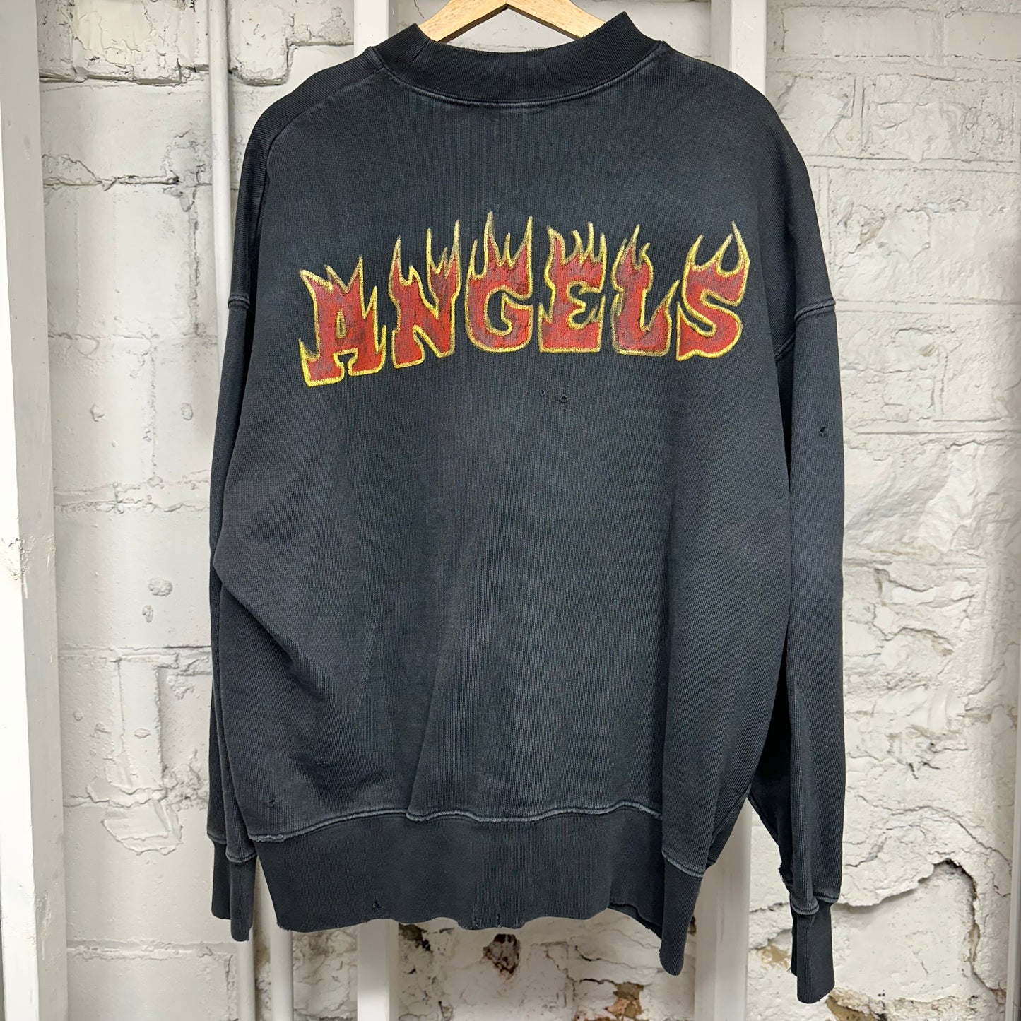 Palm Angels Flames Black Crewneck Sz M