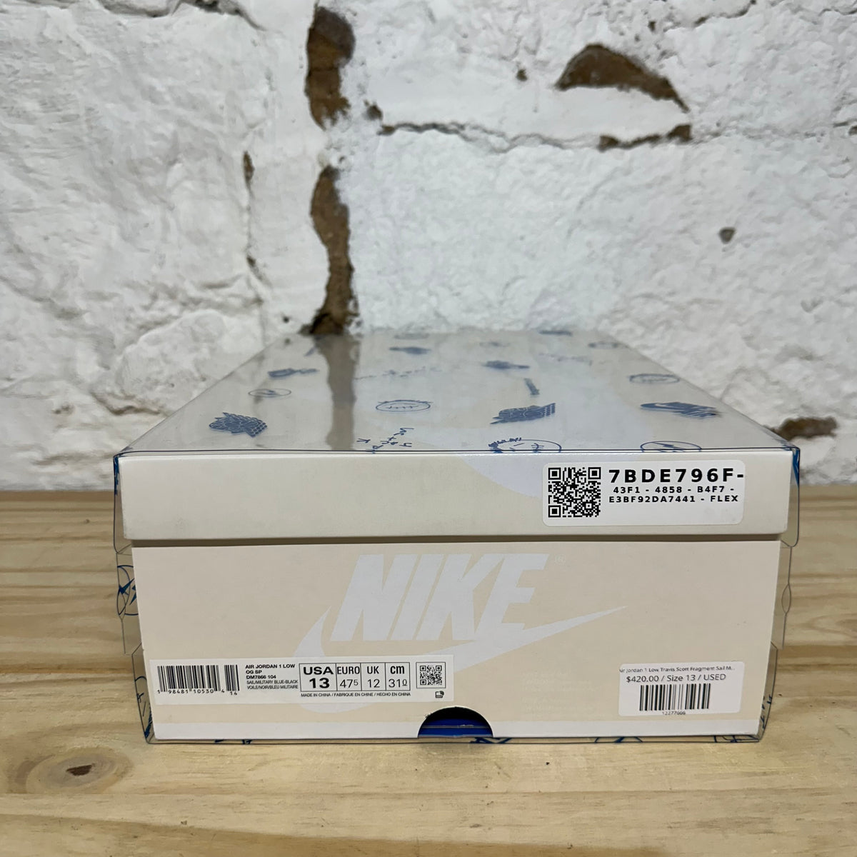 Air Jordan 1 Low Travis Scott Fragment Sail Military Blue Sz 13