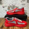 Prada Americas Cup Red Rubber Grey Sneaker Sz 8 (41) DS