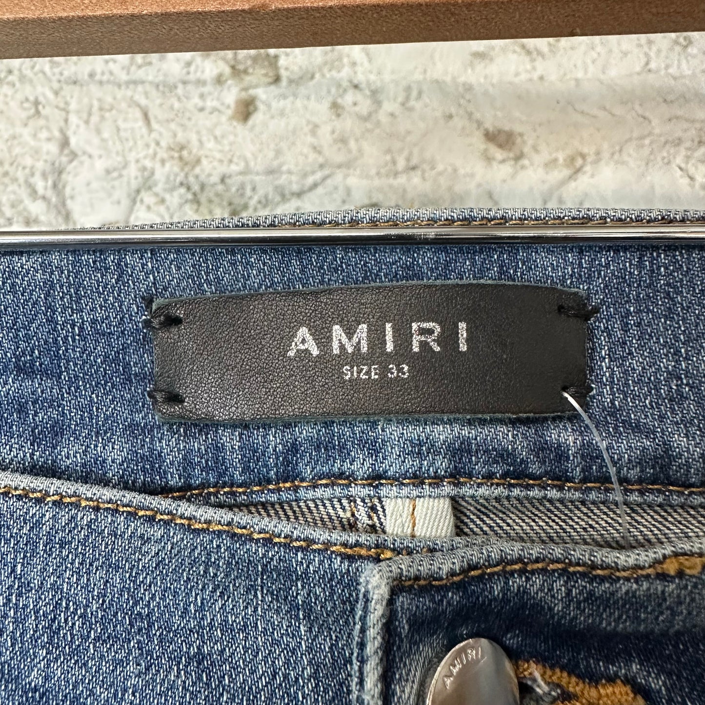 Amiri MX1 Denim Paisley Dark Blue Denim Jeans Sz 33