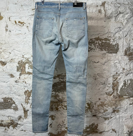 Amiri MX1 Black Paisley Blue Denim Jeans Sz 32