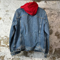 Supreme Levi's Fleece Hooded Trucker Jacket Blue Sz XL