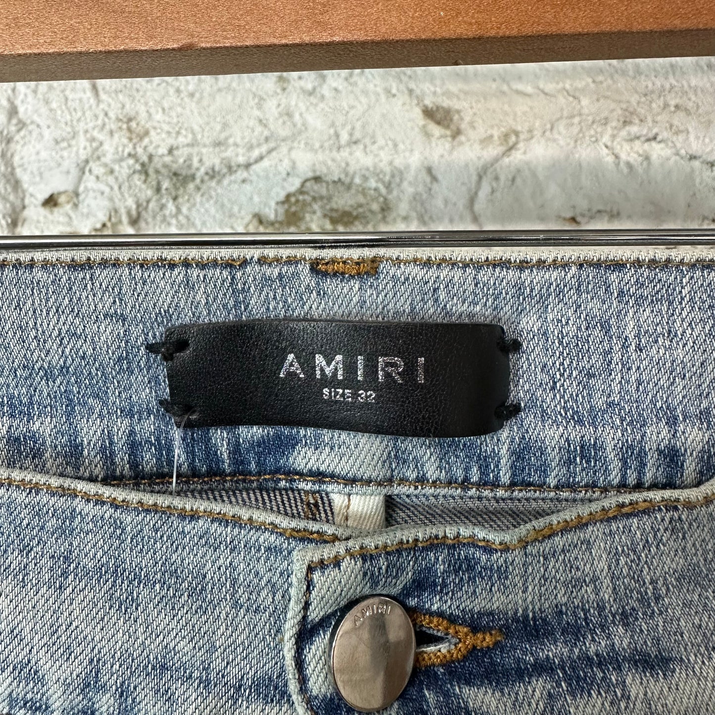 Amiri MX1 Denim Paint Splatter Blue Denim Jeans Sz 32
