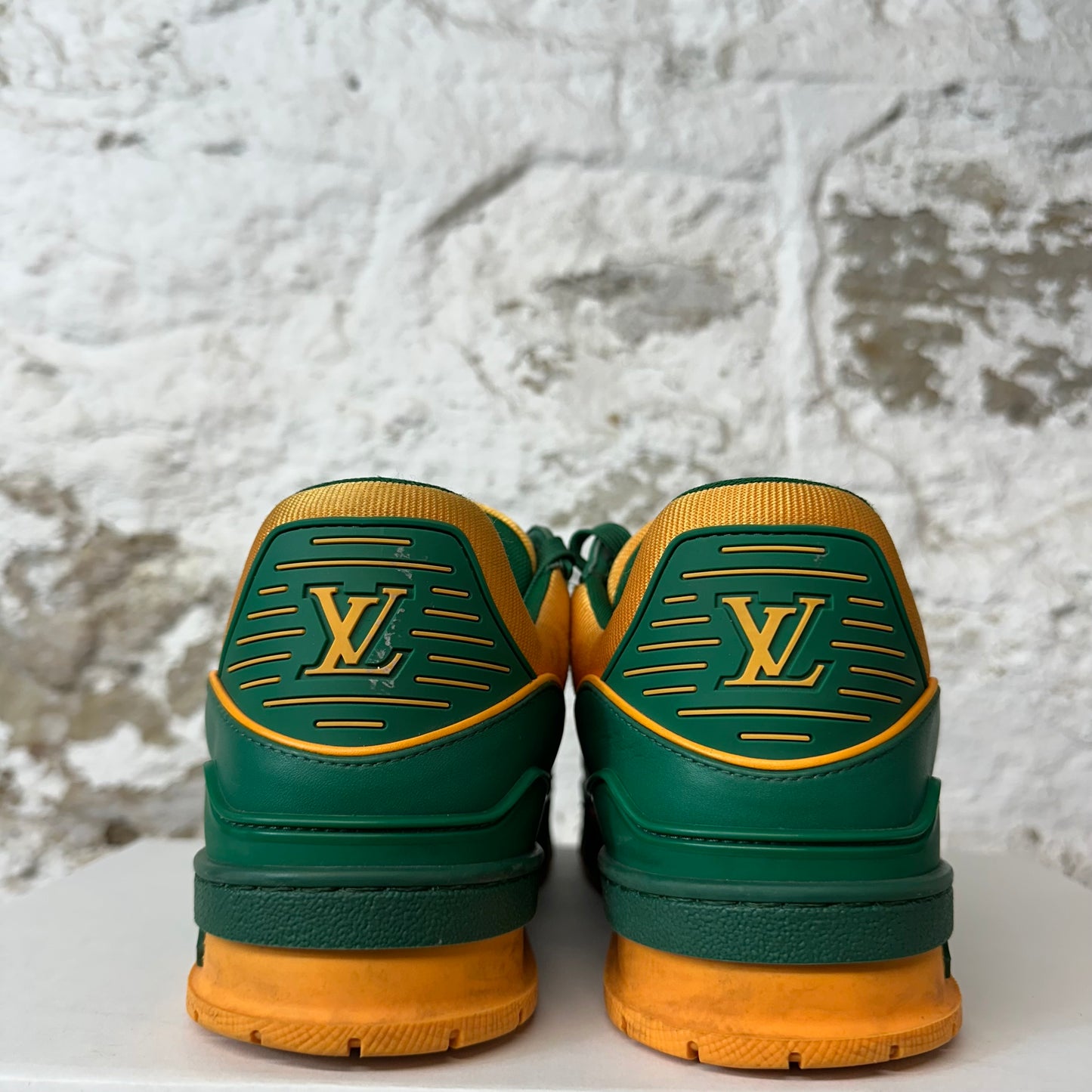 Louis Vuitton Orange Green Trainer Sz 7.5 (6LV) No Box