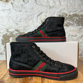 Gucci High Tennis 1977 Black GG Monogram Sneaker Sz 6.5