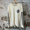Rhude Checkered Sleeve Cross Cream Long Sleeve Sz S