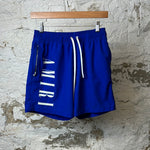 Amiri White Spellout Blue Shorts Sz S