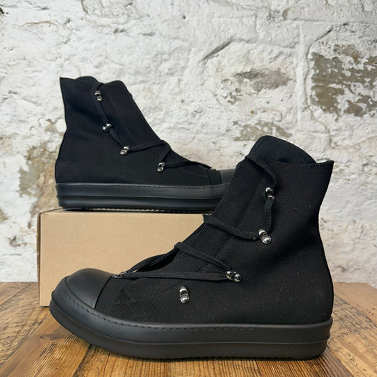 Rick Owens High Hexa Lace Triple Black Sneaker Sz 12.5 (45.5) DS