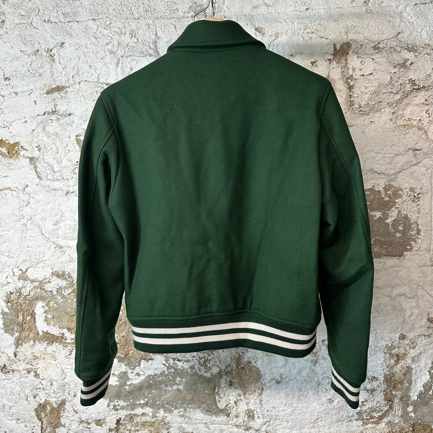 Amiri White Bone Varsity Jacket Green Sz M