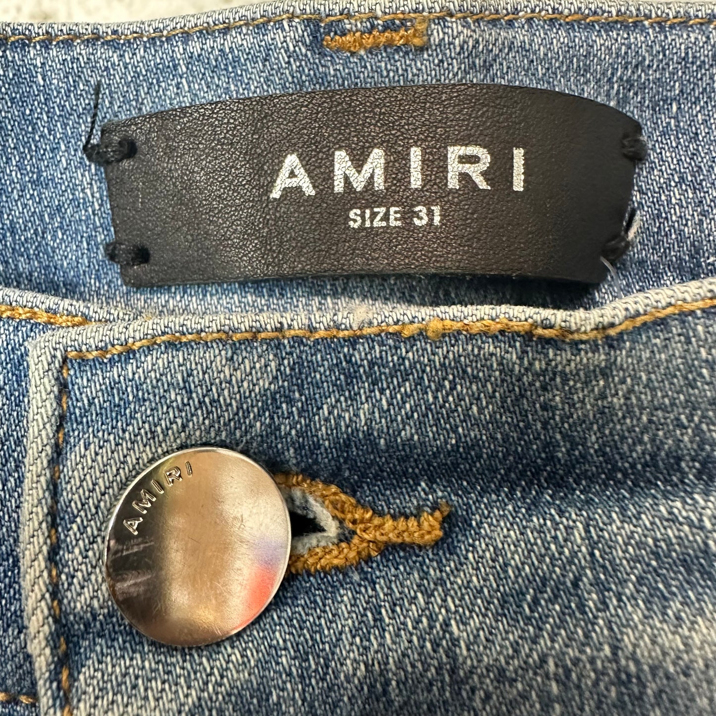 Amiri Leopard Thrasher Blue Denim Jeans Sz 31