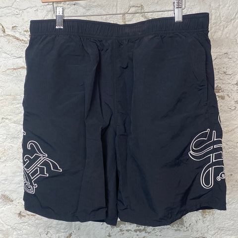 Supreme Back Spellout Shorts Black Sz L