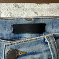 Amiri MX1 Pink Suede Blue Denim Jeans Sz 34