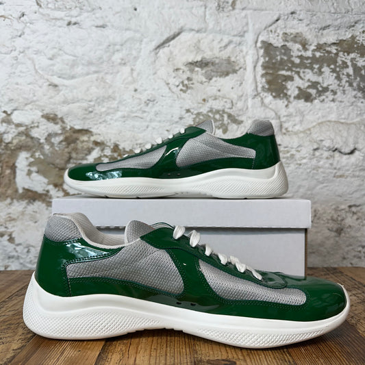 Prada Americas Cup Green Patent Gray White Sneaker Sz 13
