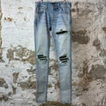 Amiri MX1 Green Suede Blue Denim Jeans Sz 28