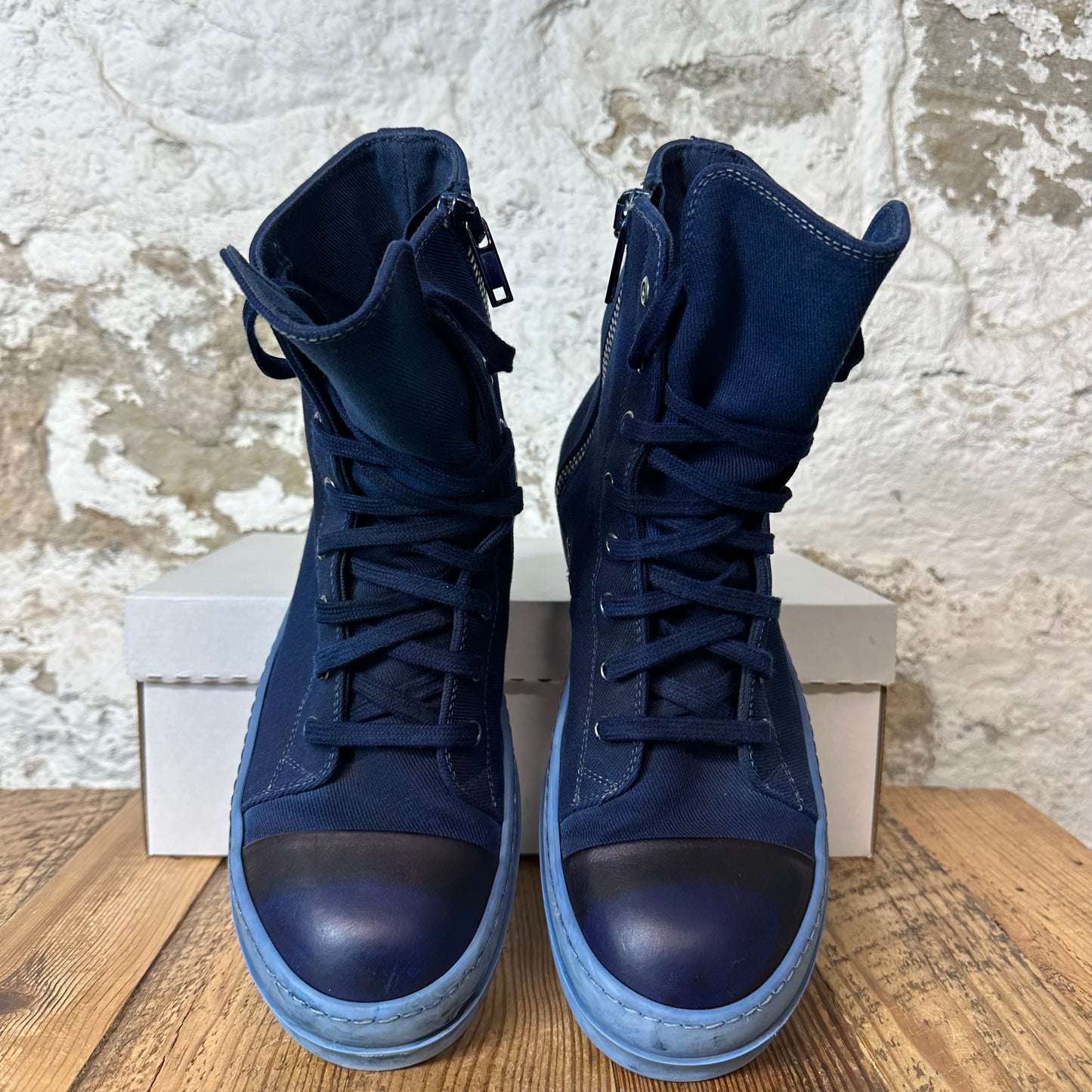 Rick Owens High Blue Dyed Sneaker Sz 8.5 (41.5)