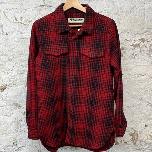 Off White Red Plaid Flannel Sz XXS