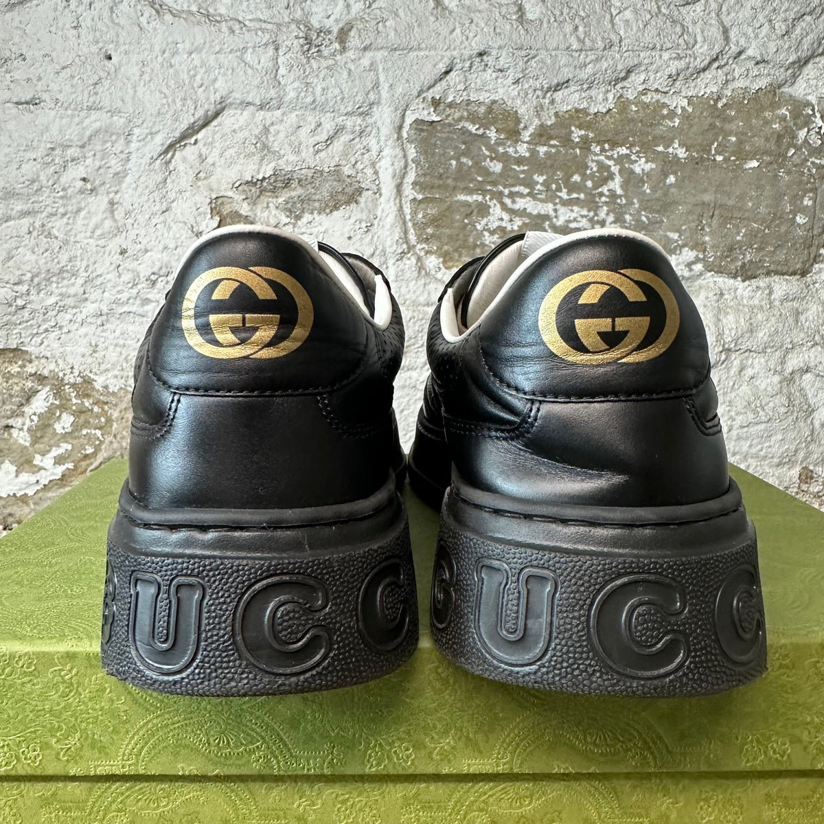 Gucci Chunky Embossed GG Black Sneaker Sz 11.5