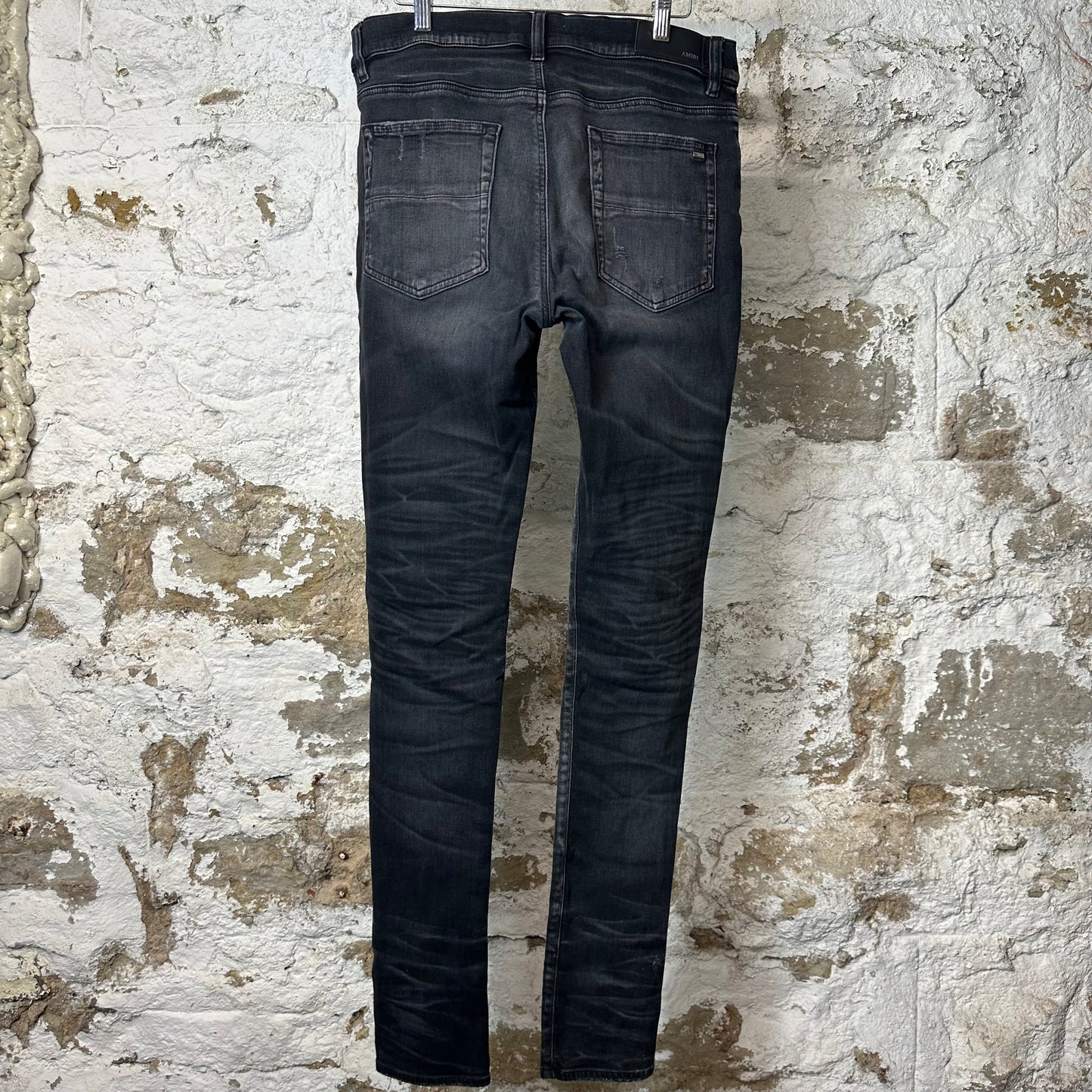 Amiri MX1 Yellow Paisley Faded Black Denim Jeans Sz 33