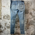 Amiri White Velour Stripe Blue Denim Jeans Sz 38