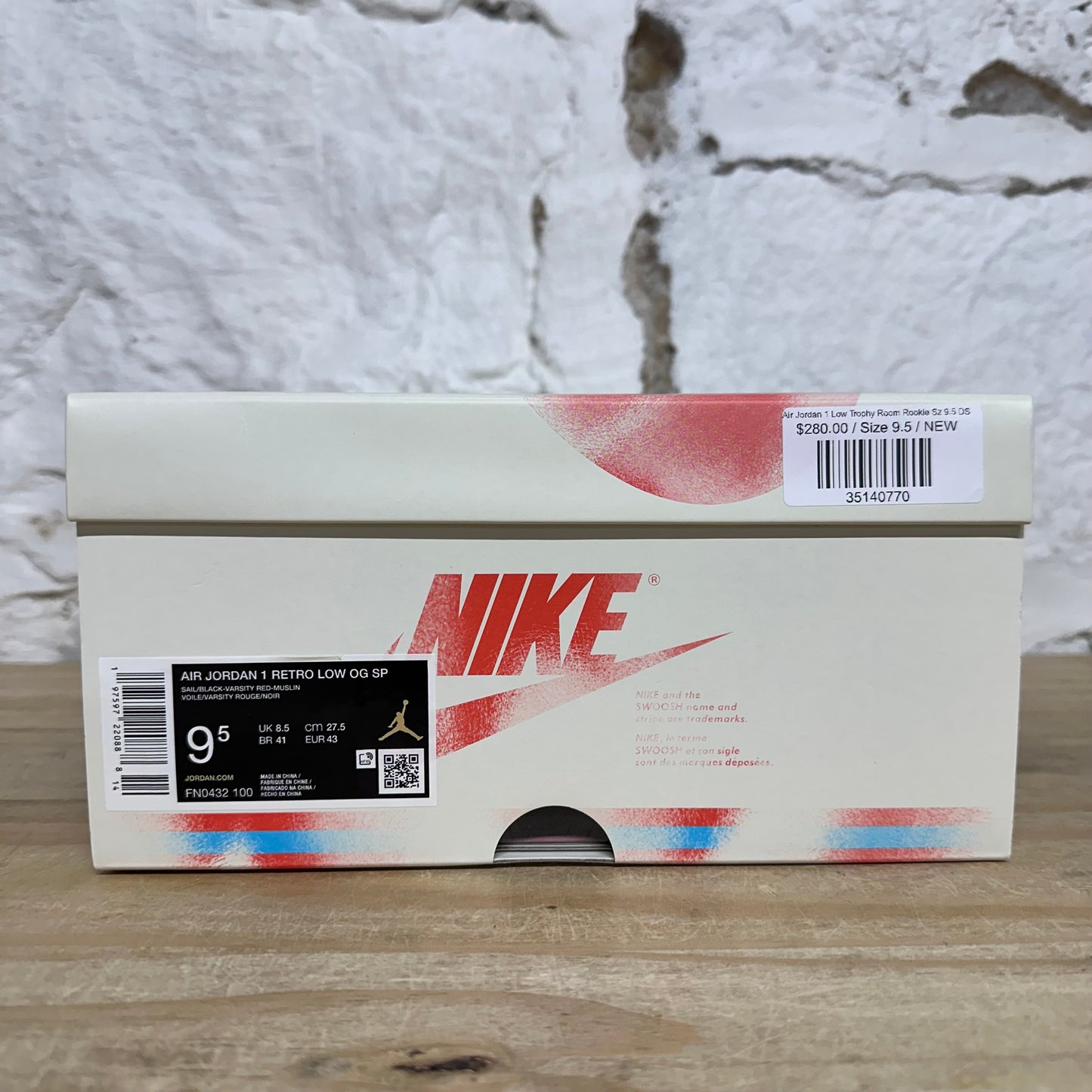 Air Jordan 1 Low Trophy Room Rookie Sz 9.5 DS