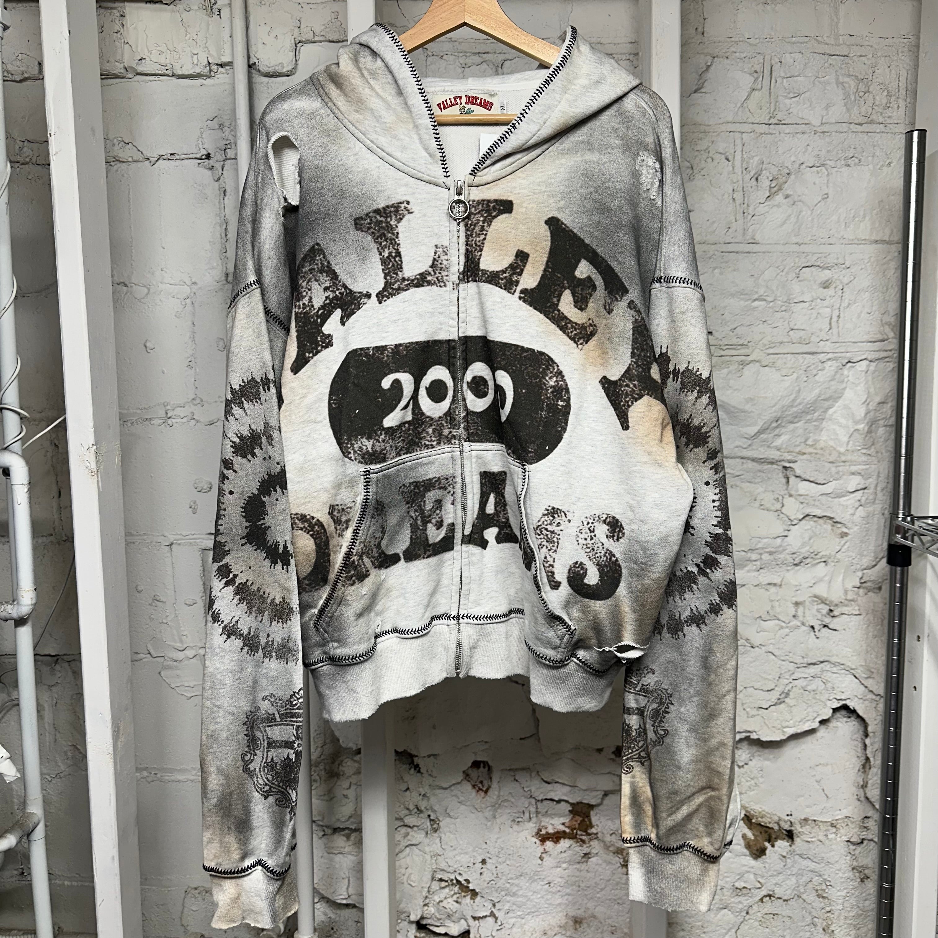 Vale Destroyer Grey Zip Up Hoodie Sz XL