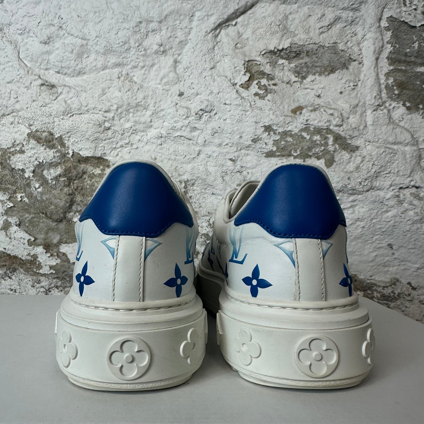 Louis Vuitton Blue Monogram White Time Out Sneaker Sz 4.5 (36)