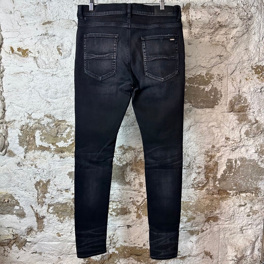 Amiri MX1 Black White Woven Black Denim Jeans Sz 34