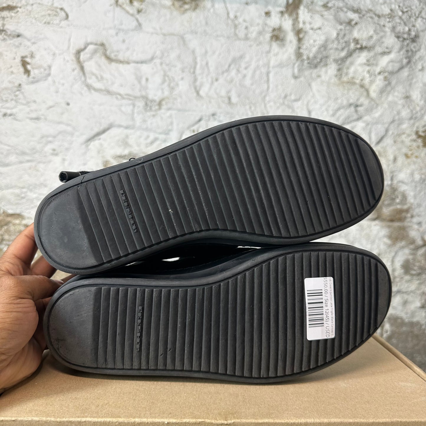 Rick Owens Jumbo Lace Triple Black Canvas Sneaker Sz 12 (45)