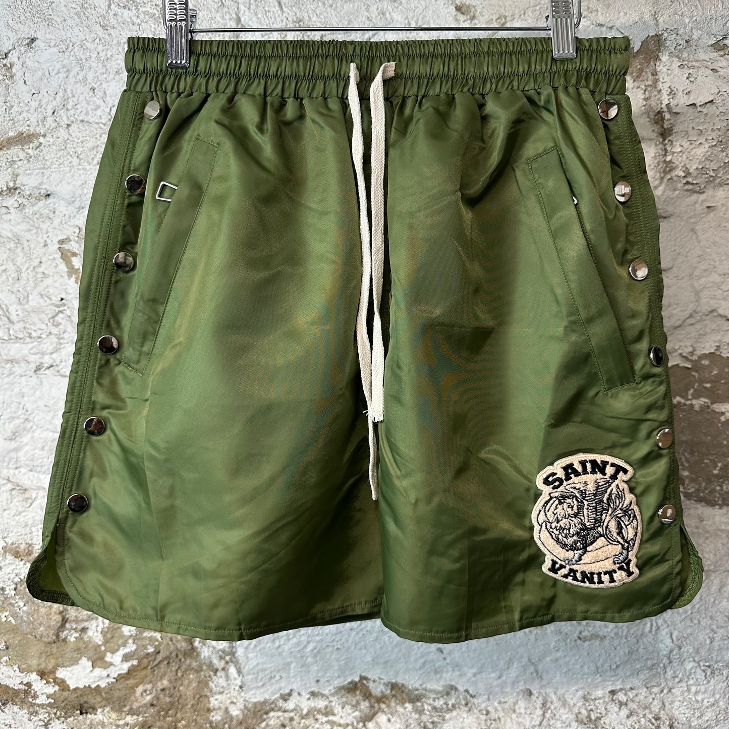 Saint Vanity Green Nylon Shorts