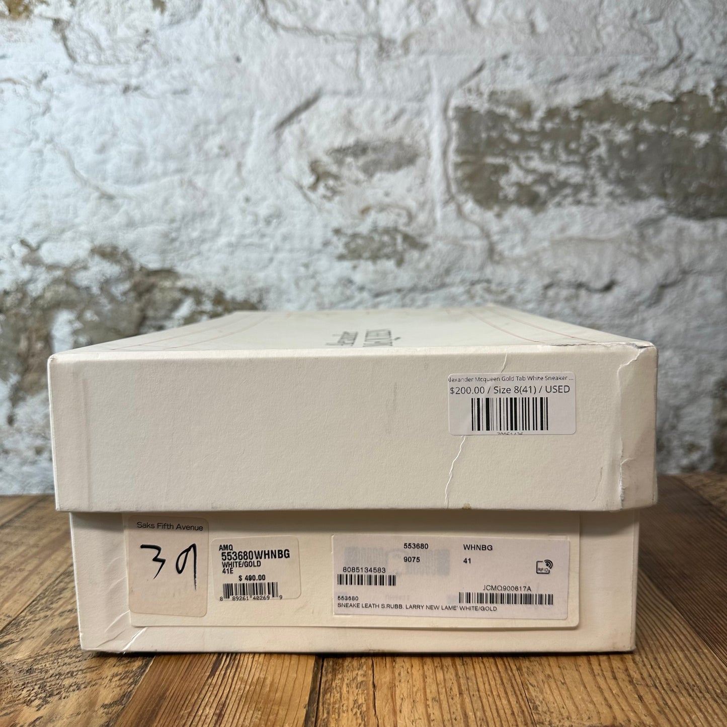 Alexander Mcqueen Gold Tab White Sneaker Sz 8 (41)