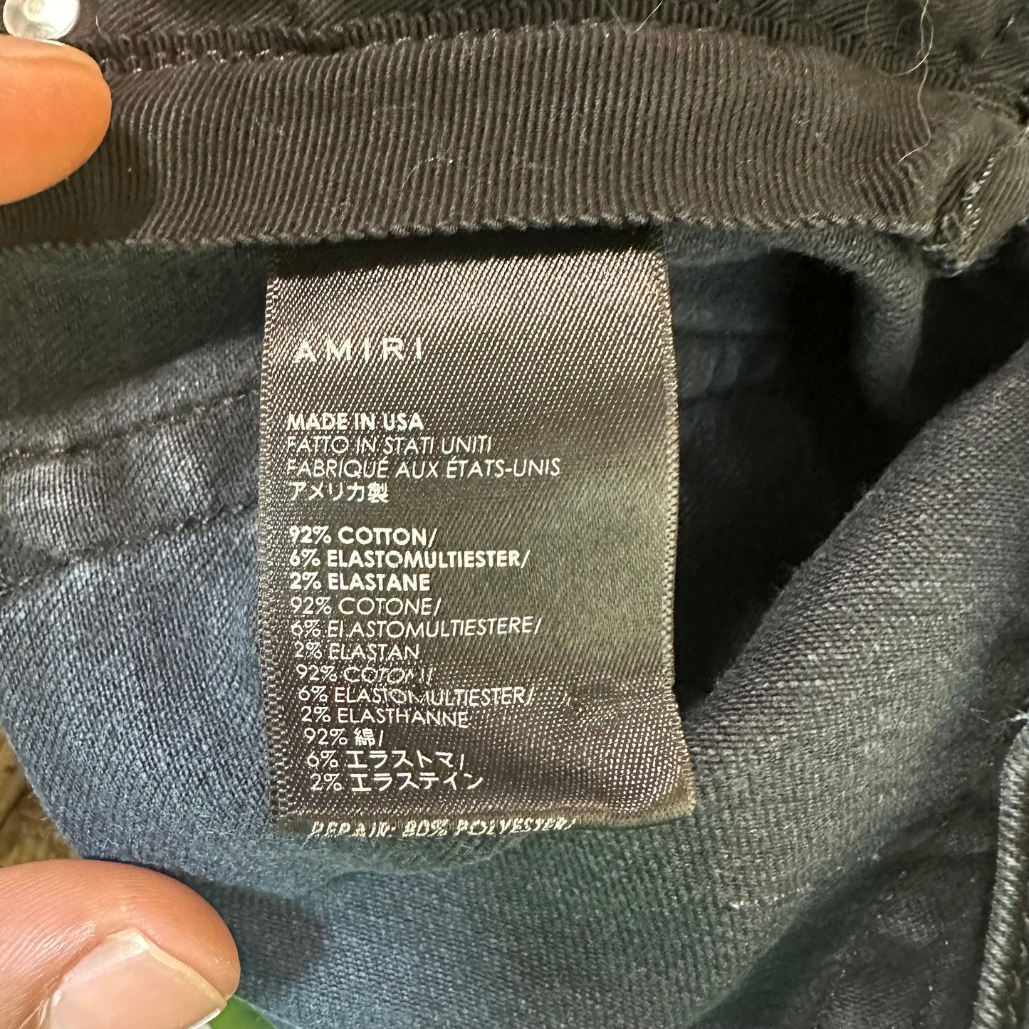 Amiri MX1 Camo Patch Black Denim Jeans Sz 29