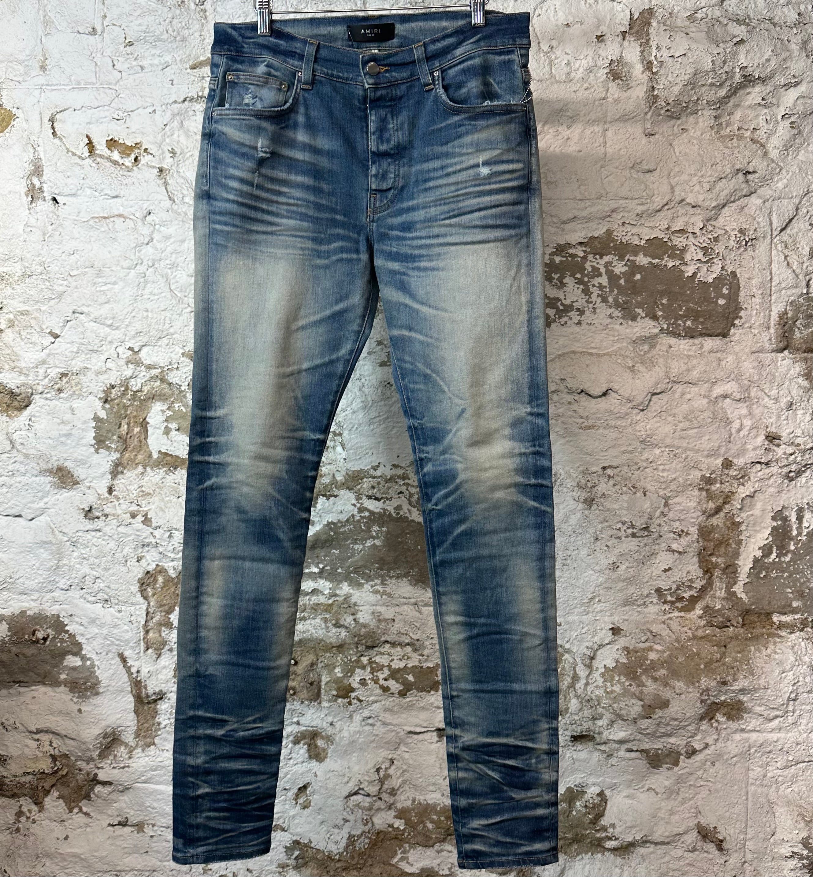 Amiri Plain Blue Honeycomb Denim Jeans Sz 33