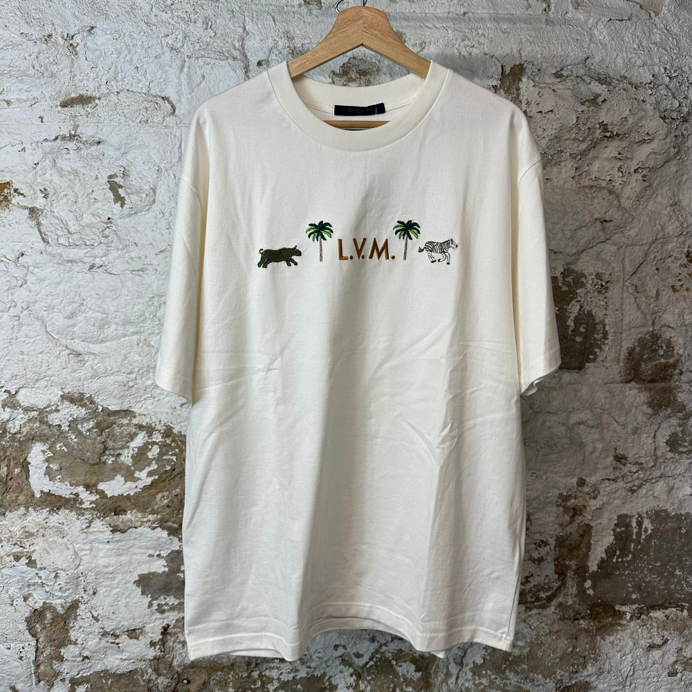Louis Vuitton Darjeeling Embroidered White T-Shirt Sz L