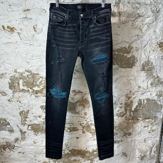 Amiri MX1 Cracked Blue Black Denim Jeans Sz 31