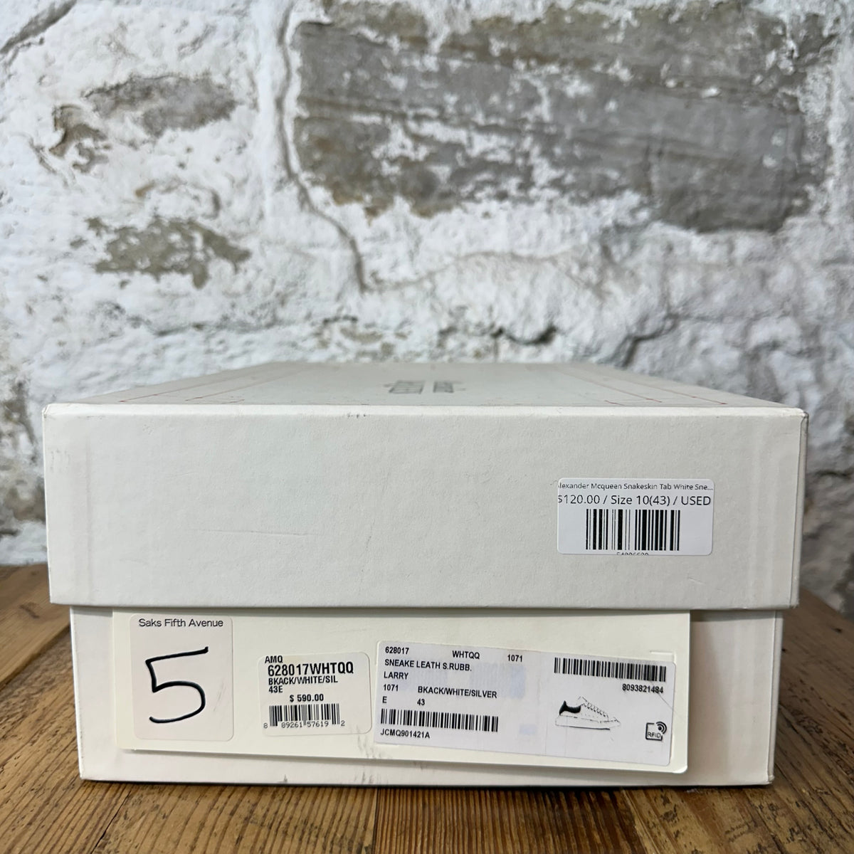 Alexander Mcqueen Snakeskin Tab White Sneaker Sz 10 (43)