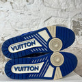 Louis Vuitton Blue Velour Monogram White Trainer Sneaker Sz 10.5 (9LV)