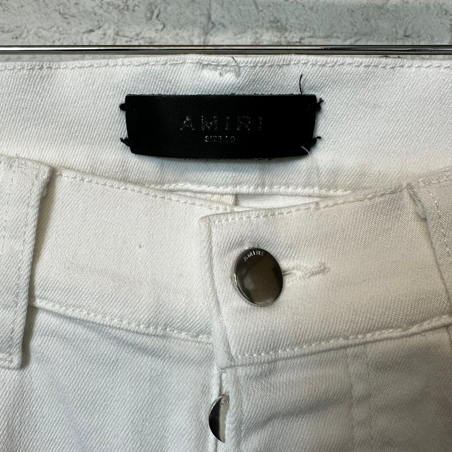 Amiri MX1 White Leather White Denim Jeans Sz 30