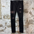 Amiri Red Tie Dye Core Logo Black Denim Jeans Sz 34