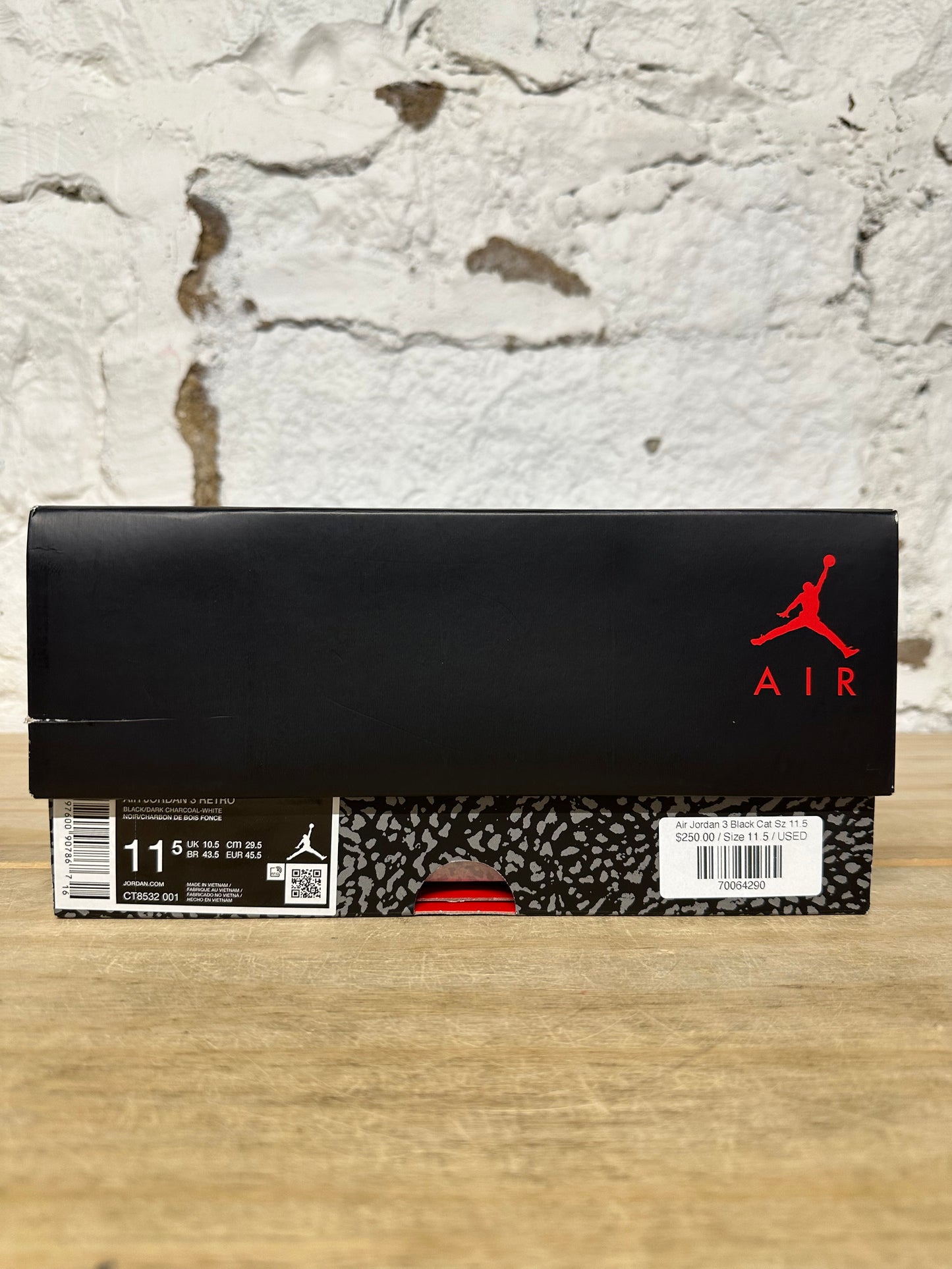 Air Jordan 3 Black Cat Sz 11.5