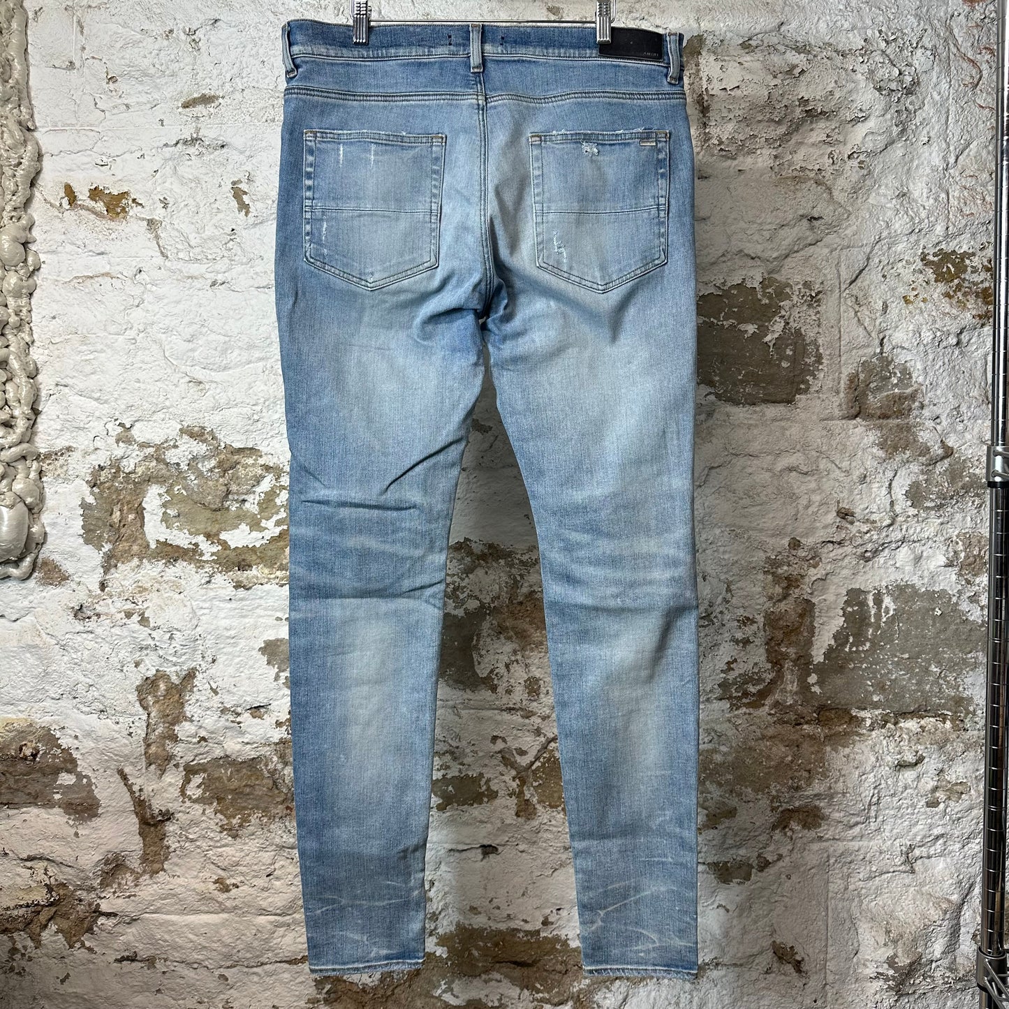 Amiri MX1 Cracked Orange Blue Denim Jeans Sz 36