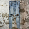 Amiri MX2 Multicolor Flannel Blue Denim Jeans Sz 29