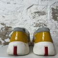 Prada Americas Cup Yellow Patent Gray White Sneaker Sz 9.5 No Box