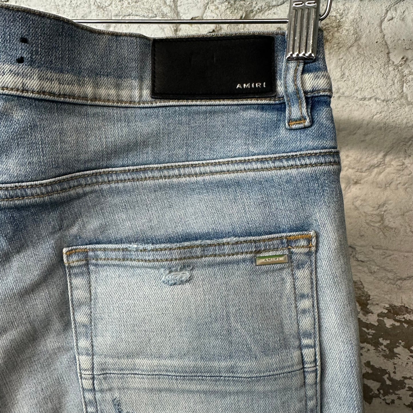 Amiri Bone Patch Light Blue Denim Jeans Sz 33