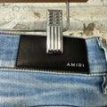 Amiri MX1 Black Leather Light Blue Denim Jeans Sz 30