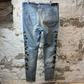 Amiri Green Camo Bones Blue Denim Jeans Sz 38