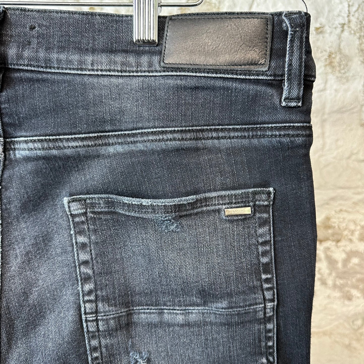 Amiri MX1 Gray Paisley Black Denim Jeans Sz 36
