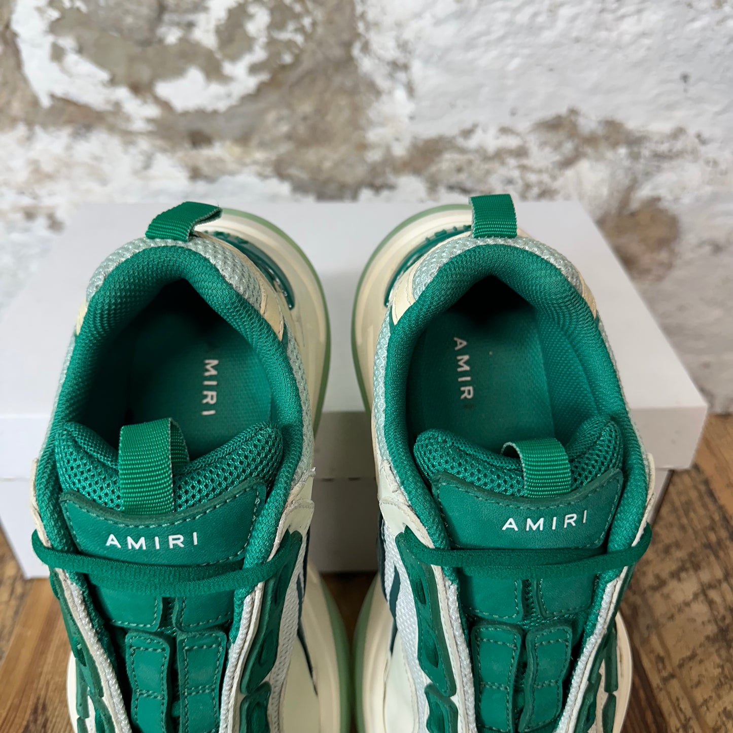 Amiri Green Bone Runner Cream White Sneaker Sz 6 (38)