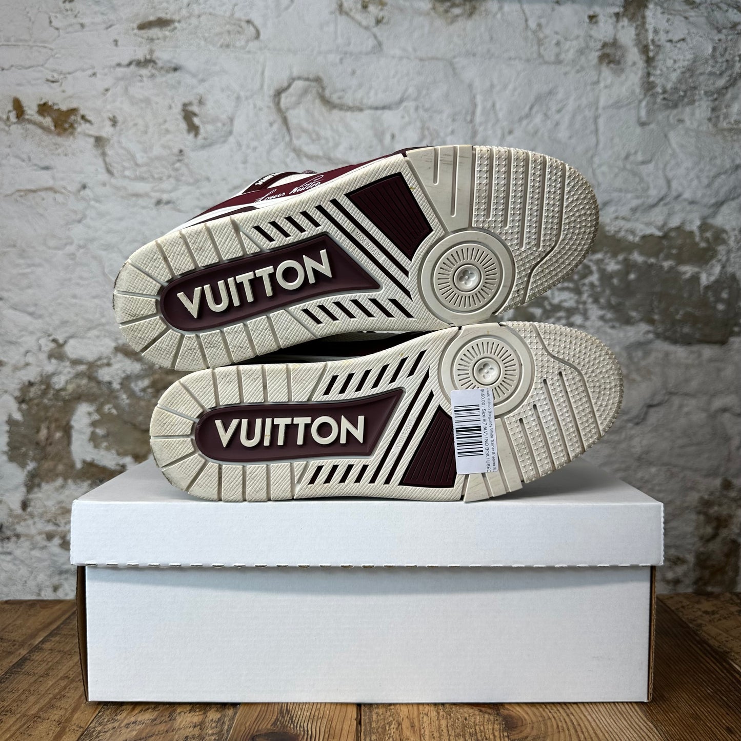 Louis Vuitton Burgundy White Trainer Sneaker Sz 9 (7.5LV)