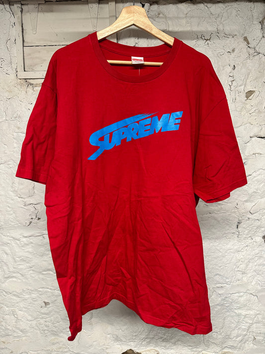 Supreme Blue Flash Logo T-shirt Red Sz XL